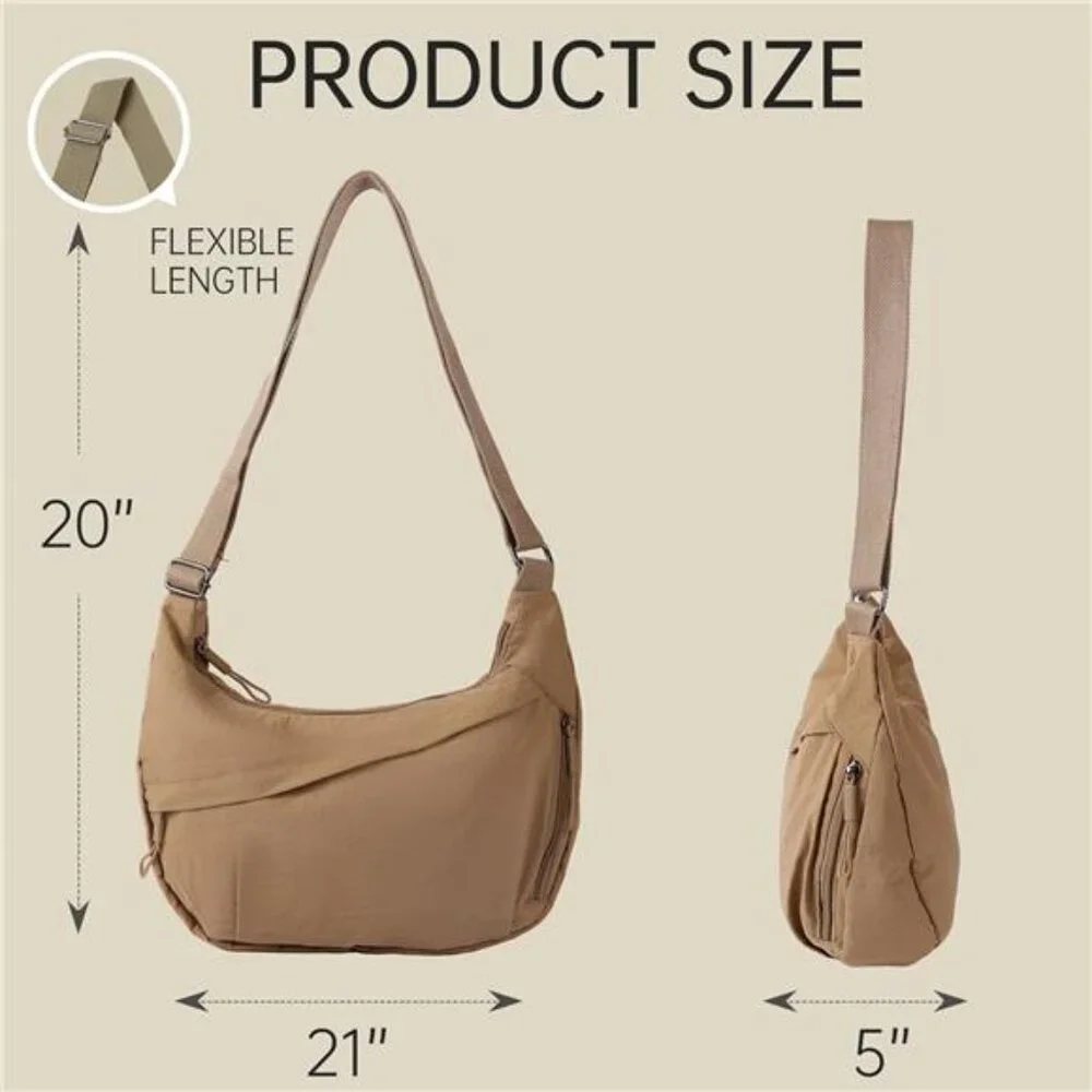Crescent Bags Nylon Hobo Bags Brown - Picture 2 of 7